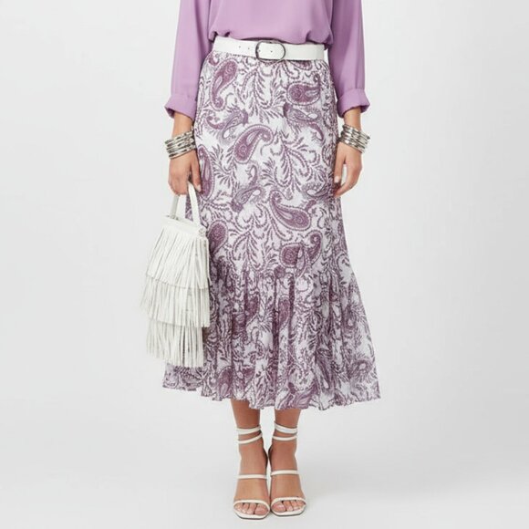 Ann Taylor Paisley Print White & Pink A Line Maxi Full Length Skirt S - Picture 1 of 7